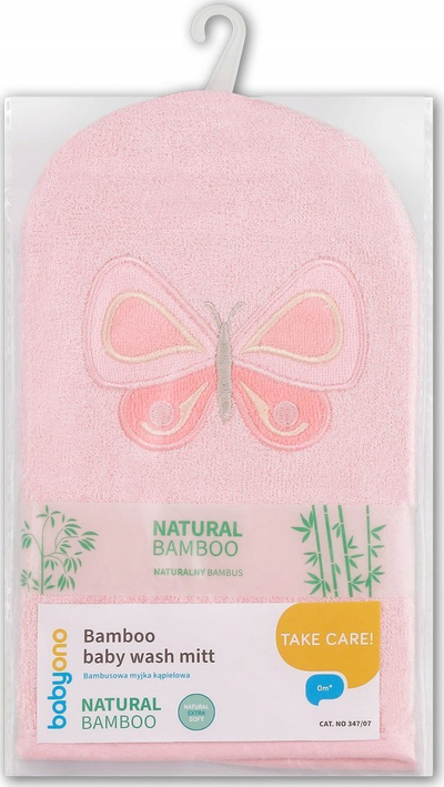 Dorezë larje për bebe BabyOno Natural Bamboo, bambus me pambuk, rozë