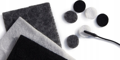Aksesor për mikrofon lavalier Rycote Undercovers, set me ngjitësa dhe disqe, i bardhë, gri edhe i zi