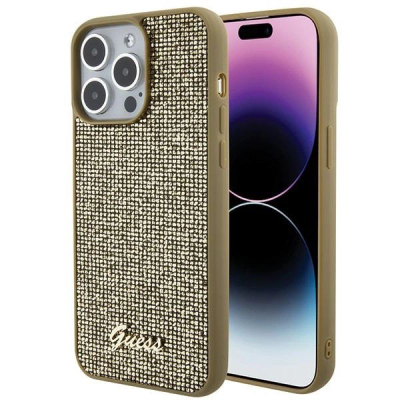 Kapak telefoni Guess Square Mirror për iPhone 15 Pro Max, plastike TPU, efekt pasqyre, ngjyrë ari
