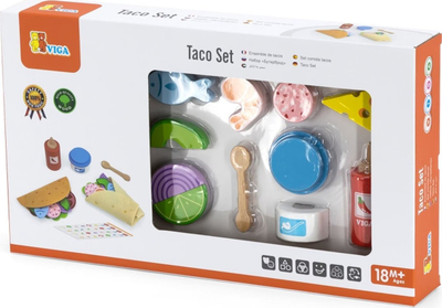 Set loje druri Viga Toys Taco and Burrito, role play kuzhine, shumëngjyrësh