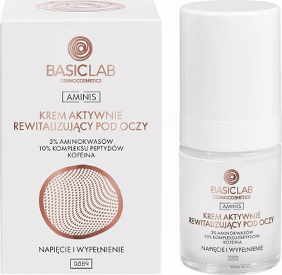 Крем за очи BasicLab Aminis Revitalizues, зајакнувачки ефект, 18 ml, бел