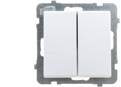 Ndërprerës shkalle dyshtesë Ospel Sonata ŁP-10R/m/75, modul, i bardhë mat