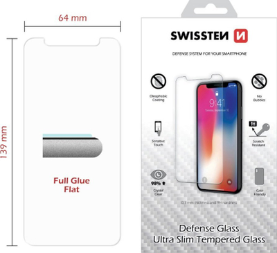 Mbrojtëse ekrani xhami Swissten Defense Glass për iPhone XR, 0.3mm, 9H, transparente
