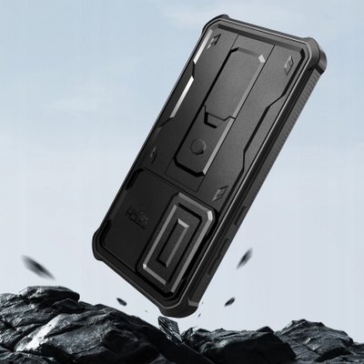 Mаска за телефон Tech-Protect Kevlar Cam+ за Galaxy A56 5G, со стакло, со држач, црна