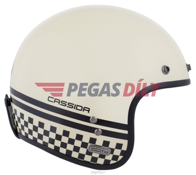 Helmetë moto CASSIDA Eso Forty Nine, e hapur neo retro, krem e zezë, 2026