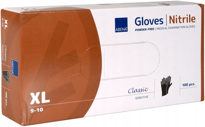 Нитрилни ракавици Abena Classic, без пудра, XL, 100 парчиња, црни