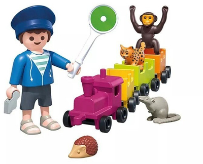 Set lojërash Playmobil Small Locomotive Exit 71951, tren lodër, me kafshë shumëngjyrëshe