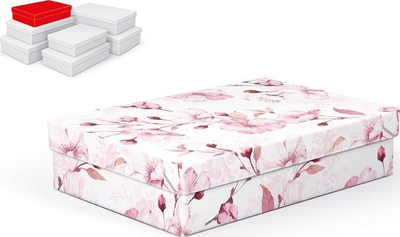 Kuti dhuratash Gift Box A-C007-B, 26x17x6cm, karton i fortë, me lule rozë