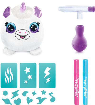 Set kreativ AMO Toys Airbrush Plush Mini Mystery Kit 1264, lodër plush për personalizim, format mini