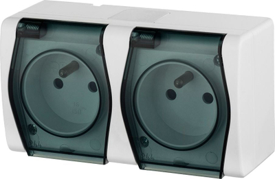 Prizë dopio hermetike Elektro-Plast Hermes2, 16A, IP44, e bardhë e tymosur