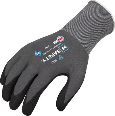 Doreza pune Extralink HF Safety Flex, nr. 10 XL, kapje që s’rrëshqet, gri me të zezë