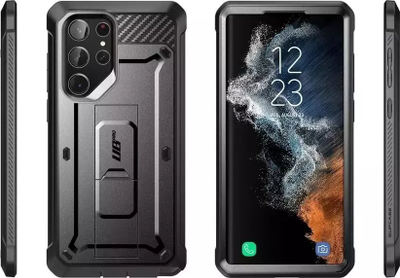 Kuti telefoni SUPCASE Unicorn Beetle Pro për Samsung Galaxy S23 Ultra, mbrojtje komplet, me kickstand dhe klips në rrip, ngjyrë e zezë