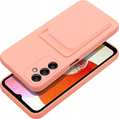 Futrollë OEM Card Case për Samsung A14 4G 5G, me xhep për karta, silikoni, rozë