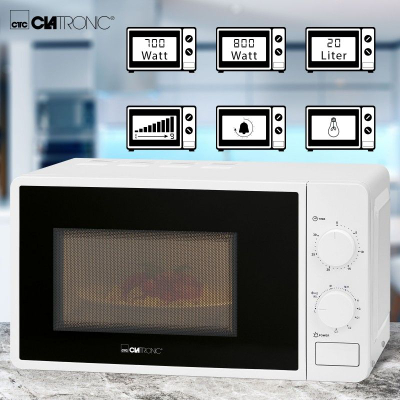 Furrë me mikrovalë CLATRONIC MWG 792, 20L, grill 700W 800W, e bardhë