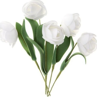 Lule dekorative Dp Craft Roses, set 5 copë, 50cm, të bardha