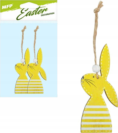 Varëse dekori për Pashkë MFP Rabbits, dru, 11 cm, 2 copë, e verdhë
