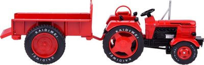 Lodër traktor metalik ZA5202, me rimorkio, 1:18, rrota gome, i kuq