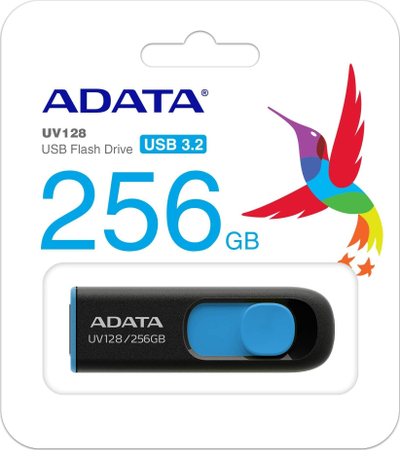 USB ADATA UV128, 256GB, USB 3.2, blu me të zezë