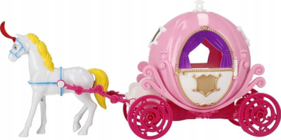Set lodër karrocë princeshash MEGA CREATIVE 522964, me kalë, plastikë, rozë