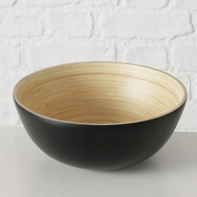 Set tasa dekorativë Boltze Home Bambo, bambu, të zinj dhe natyralë