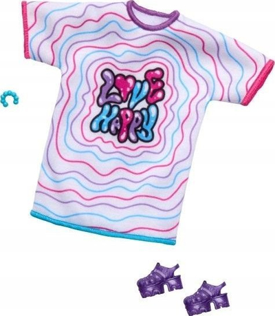 Rroba kukulle Barbie Fashion Pack, fustan T shirt oversize me aksesorë, shumëngjyrësh