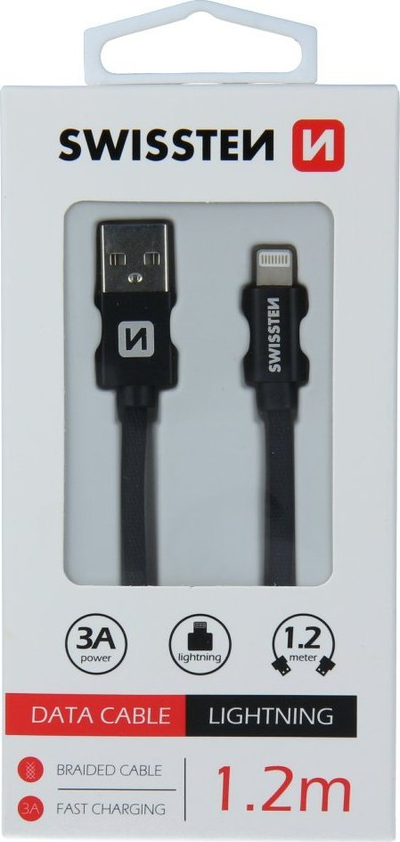 Kabllo USB Lightning Swissten Textile 71523206, 1.2m, 3A, e kuqe