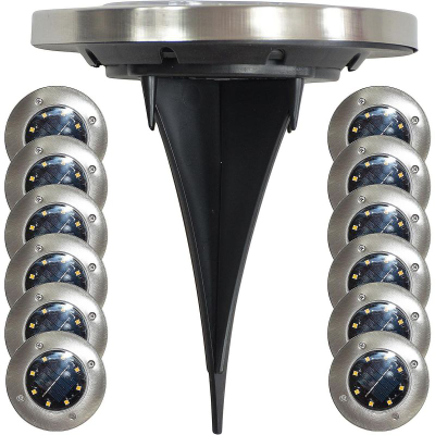 Llambë dielli për kopsht Saska Garden, 8 LED SMD, set me 12 copë, ngjyrë argjendtë