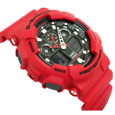 Ora dore Casio G-Shock GA-100B-4AER, kronograf, rezistente ndaj ujit 20 bar, e kuqe