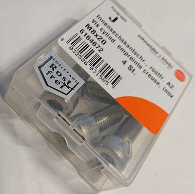 Vida суки завртка со цилиндарска глава SOCKET HEAD CAP SCREW M8x20 A2 70 DIN912, нерѓосувачки челик, сет 4 парчиња
