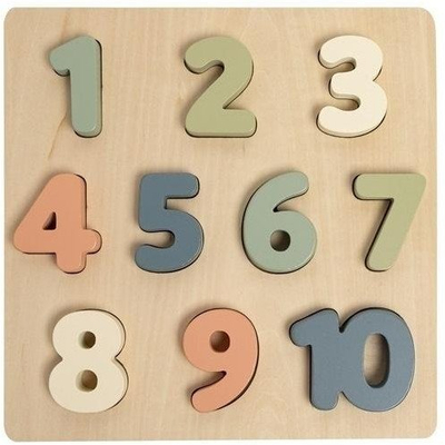 Puzzle druri Pearhead Wooden Puzzle Numbers, edukativ, për numrat, shumëngjyrësh