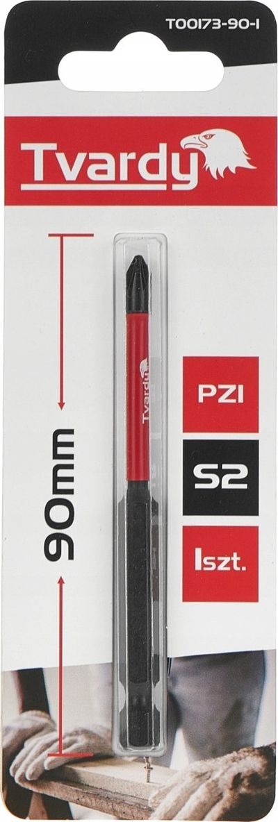 Bit goditës Tvardy T00173 90mm, PZ1, çelik S2, i kuq e zi