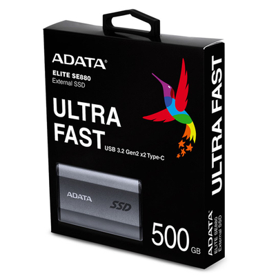 Disk SSD ADATA Elite SE880, 500GB, USB-C, i hirtë