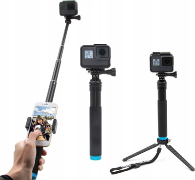Selfie stick Telesin GP-MNP-090-D, tripod 2 në 1, 22-90cm, i zi