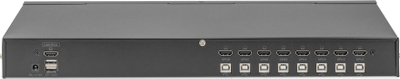 KVM switch Digitus 8 porta HDMI, 4K 30Hz, menaxhim deri 8 kompjuterë, i zi