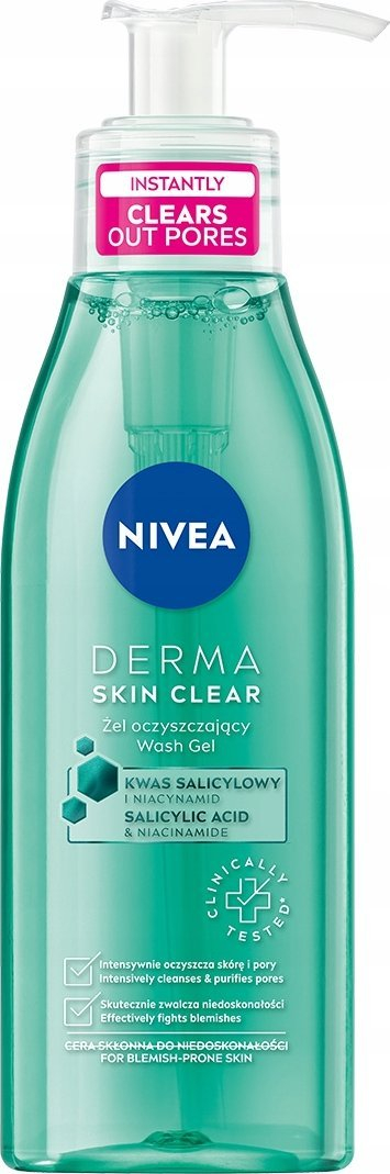 Xhel pastrimi fytyre Nivea Derma Skin Clear, kundër papërsosmërive, 150ml