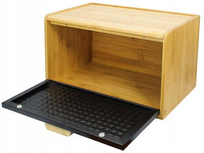 Kuti buke bambus, kapak metalik, 37×20.5×22cm, e zezë