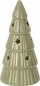 Dekor pemë Krishtlindjes porcelani me LED, me yje, 14 cm, jeshile