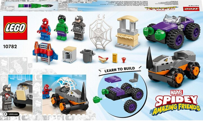 Set lodër LEGO Marvel Super Heroes 10782 Hulk vs. Rhino - a duel of jeeps, 110 pjesë