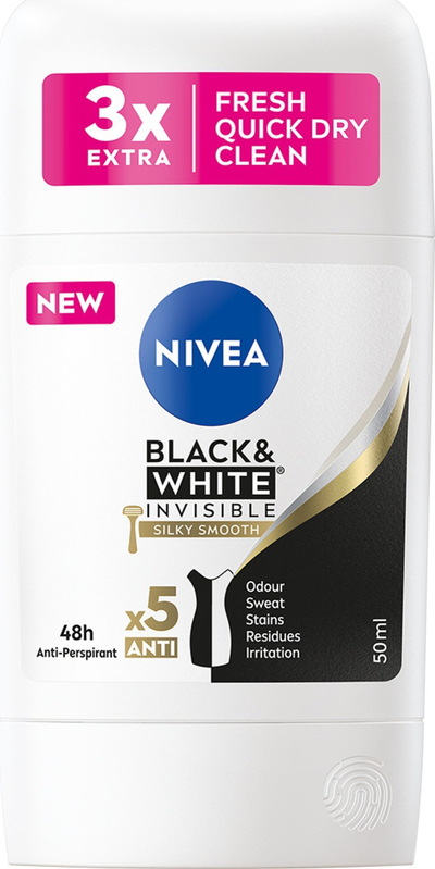Deodorant antiperspirant Nivea Black &amp; White Invisible Silky Smooth, stick 50 ml