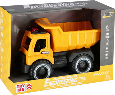 Kamion lodër Mega Creative Dump Truck, 22cm, me drita edhe zë, i verdhë