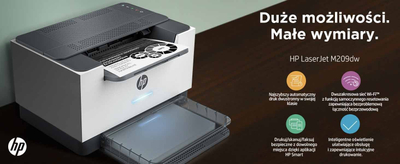 Печатер HP LaserJet M209DW, моно, безжичен, бел
