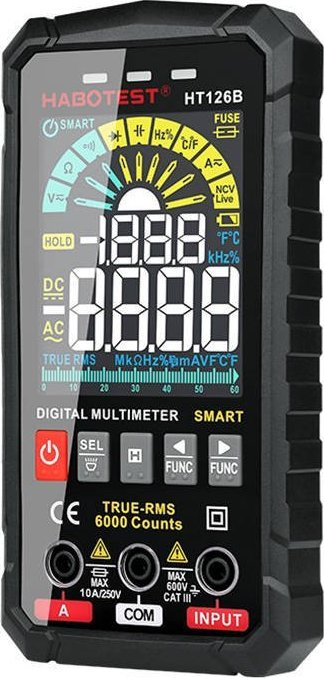 Multimetër digjital Habotest HT126B, ekran me ngjyra, NDV, portokalli
