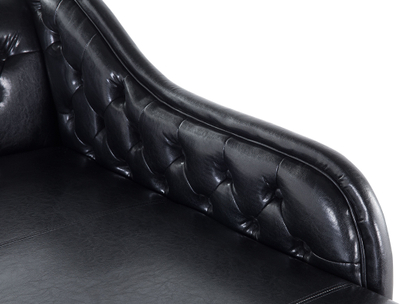 Divan chaise longue NIMES, mbështetëse majtas, lëkurë artificiale, i zi