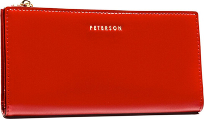 Portofol i madh për goca Peterson, lëkurë ekologjike, RFID, i kuq