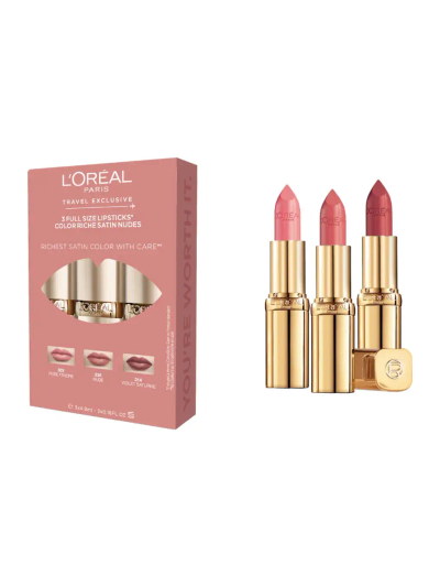 Set buzëkuq L'Oreal Color Riche Lipstick Trio, Nude 235, 48g + Violet Saturne 214, 48g + Rose Tendre 303, 48g