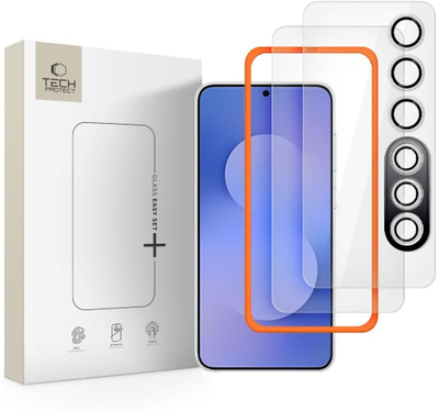 Xham mbrojtës Tech-Protect Easy Set+, 3 copë, për Samsung Galaxy S25 FE, transparent