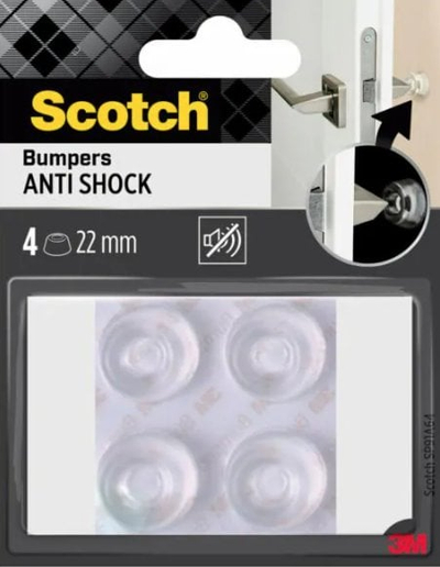Jastëk goma mbrojtëse Scotch Bumpers Anti Shock, 22 mm, 4 copë, transparent