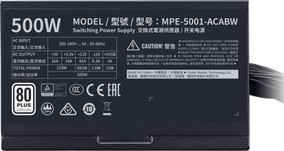 Burim energjie Cooler Master MWE 500 White V2 500W PSU