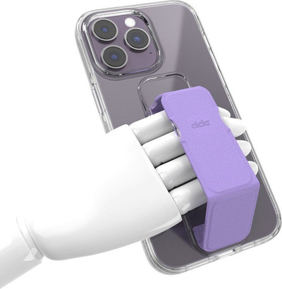 Калуп за телефон CLCKR Gripcase Clear за Ajфон 14 Про Макс, со држач и капче, проѕирен виолетов