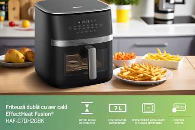 Fritezë me ajër të nxehtë Heinner EffectHeat Fusion HAF-C7DH20BK, 7L, 2000W, e zezë